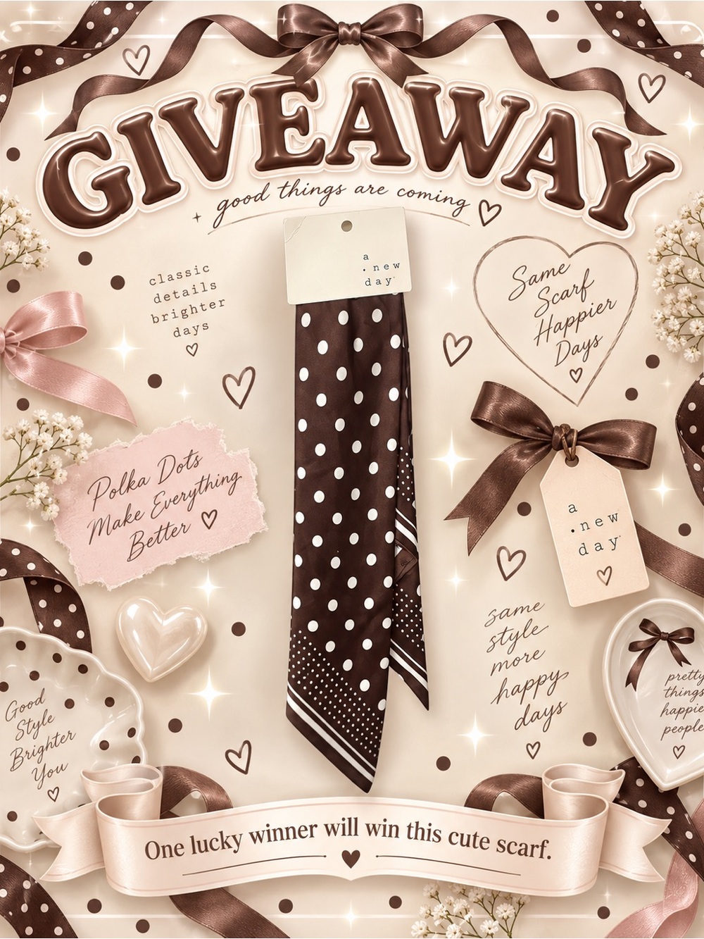 *GIVEAWAY* A New Day Brown Polka Dot Scarf Tie